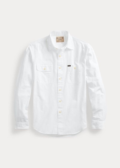 Camisas De Trabajo Polo Ralph Lauren Hombre Blancos - Custom Fit Cotton - ZEFSA8163